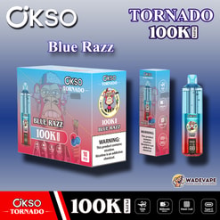 okso tornado 100.000 trekjes wegwerpvape | transparant olietank slim led-display | gaasspoel type c prot