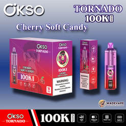 okso tornado 100.000 trekjes wegwerpvape | transparant olietank slim led-display | gaasspoel type c prot