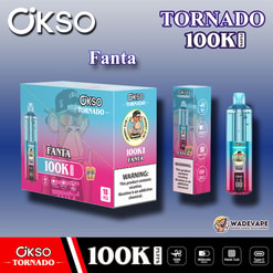 okso tornado 100.000 trekjes wegwerpvape | transparant olietank slim led-display | gaasspoel type c prot
