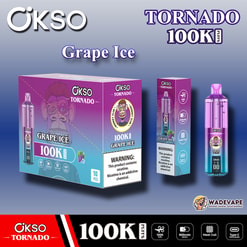 okso tornado 100.000 trekjes wegwerpvape | transparant olietank slim led-display | gaasspoel type c prot