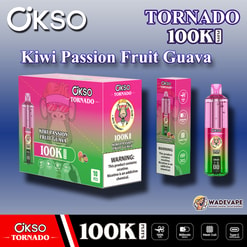 okso tornado 100.000 trekjes wegwerpvape | transparant olietank slim led-display | gaasspoel type c prot
