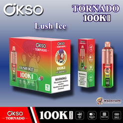 okso tornado 100.000 trekjes wegwerpvape | transparant olietank slim led-display | gaasspoel type c prot