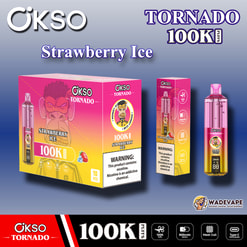 okso tornado 100.000 trekjes wegwerpvape | transparant olietank slim led-display | gaasspoel type c prot