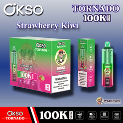 okso tornado 100.000 trekjes wegwerpvape | transparant olietank slim led-display | gaasspoel type c prot
