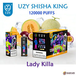 Uzy Shisha King 120000 zaciągnięć jednorazowy waporyzator | regulowany przepływ powietrza 64ml e płyn | inteligentny ekran bateria 1000mAh
