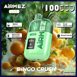 airmez lux 100000 puffs disposable vape | transparent tank dual mesh coil boost mode | 30ml 650mah smart display