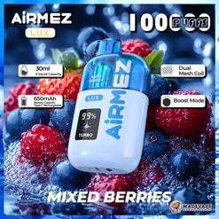 airmez lux 100000 puffs disposable vape | transparent tank dual mesh coil boost mode | 30ml 650mah smart display
