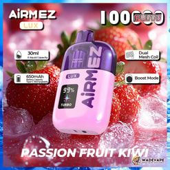 airmez lux 100000 puffs disposable vape | transparent tank dual mesh coil boost mode | 30ml 650mah smart display