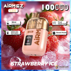 airmez lux 100000 puffs disposable vape | transparent tank dual mesh coil boost mode | 30ml 650mah smart display