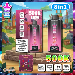 bang king 500k | 8-in-1 Einweg-Vape mit 500.000 Zügen | LCD-Display, 650mAh Akku, Mesh-Coil