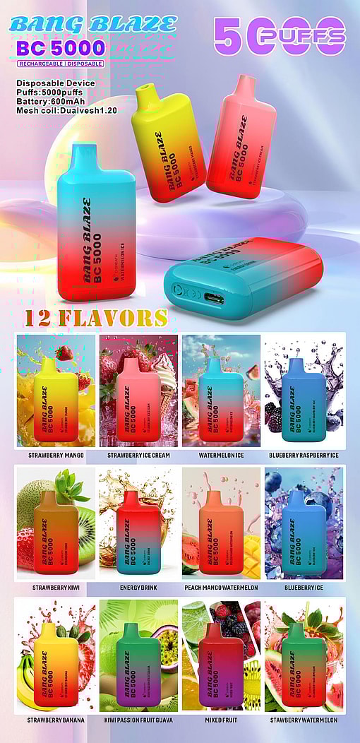 bang blaze bc 5000 puffs original bang blaze 5k puffs vape type c disposable e cigarettes customizable. fast shipping
