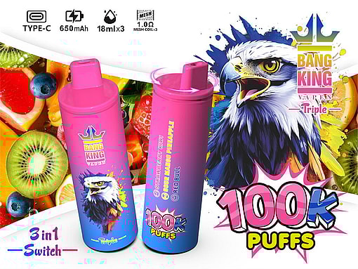 bang king triple 100000 puffs original bang king 100k 3in1 vape led display type c port disposable e cigarettes customizable fast shipping