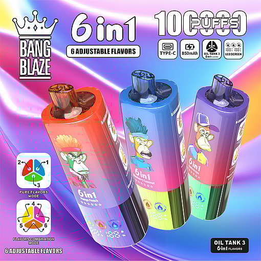 Bang Blaze 6in1 100000 puffs 6 Flavor Switching Original Genuine Intake Port 100K Customizable. Fast shipping - Imagen 3