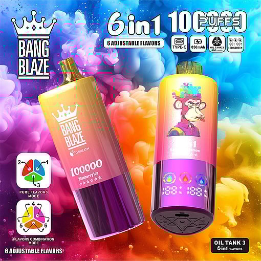 Bang Blaze 6in1 100000 puffs 6 Flavor Switching Original Genuine Intake Port 100K Customizable. Fast shipping - Imagen 4