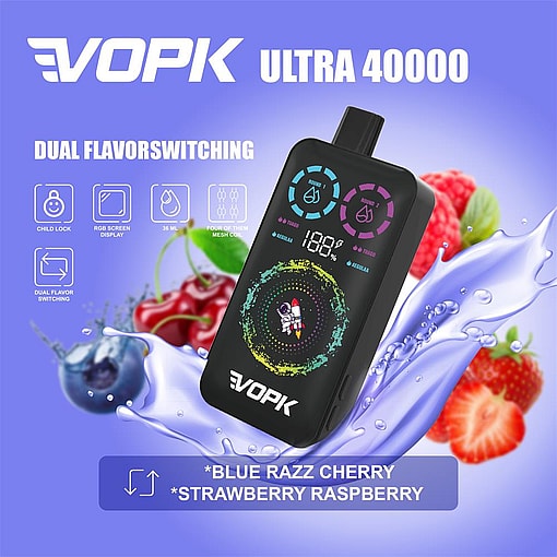 vopk ultra 40000 puffs double flavor switching original genuine 40k type c charging port led display customizable. fast shipping
