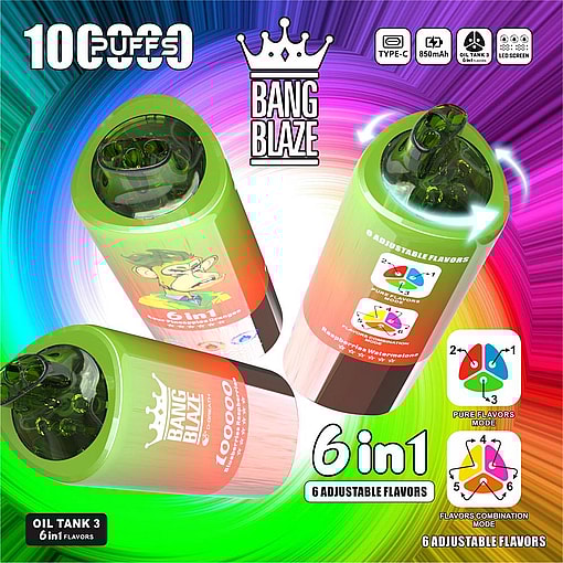 Bang Blaze 6in1 100000 puffs 6 Flavor Switching Original Genuine Intake Port 100K Customizable. Fast shipping - Imagen 5