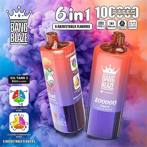 Bang Blaze 6in1 100000 puffs 6 Flavor Switching Original Genuine Intake Port 100K Customizable. Fast shipping - Imagen 6