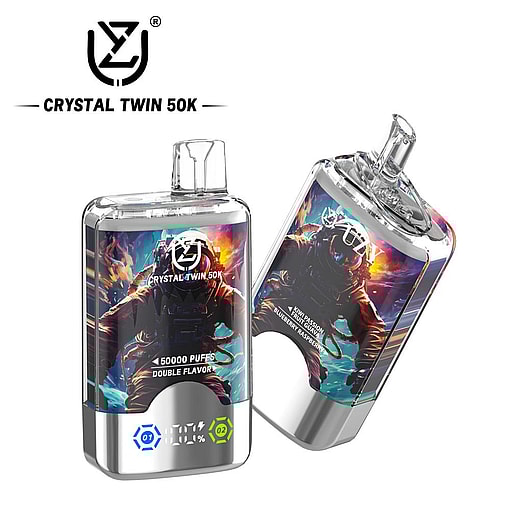 uzy crystal twin 50000 puffs double flavor switching original genuine 50k type c charging port led display customizable. fast shipping