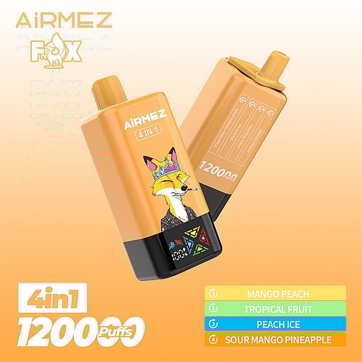 airmez fox 120000 puffs 4in1 flavor switching original genuine 80k led display type c charging port customizable fast shipping