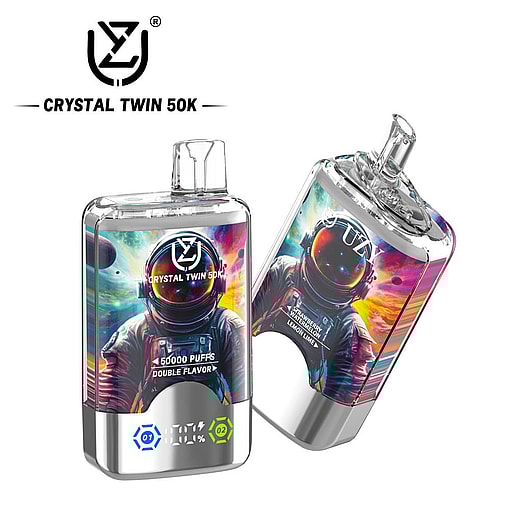 uzy crystal twin 50000 puffs double flavor switching original genuine 50k type c charging port led display customizable. fast shipping