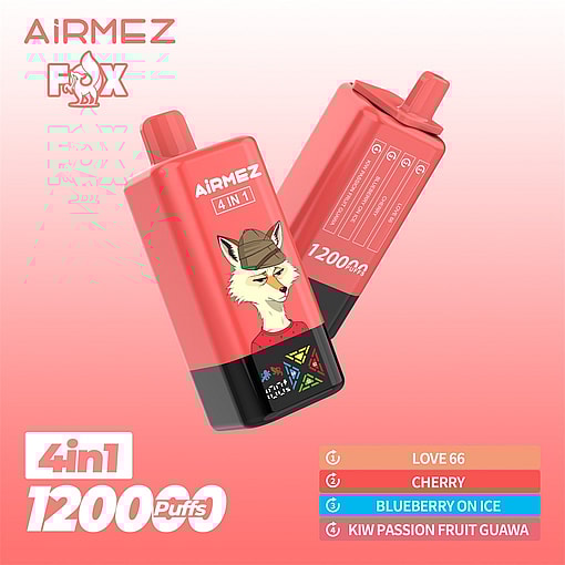 airmez fox 120000 puffs 4in1 flavor switching original genuine 80k led display type c charging port customizable fast shipping
