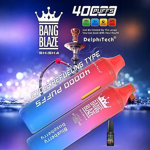 Bang Blaze Shisha 40000 puffs Repeat Oil Injection Original Genuine Intake Port 40K Customizable. Fast shipping - Imagen 2