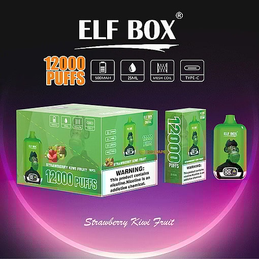 elf box digital 12000 puffs original genuine disposable vape type c charging port crystal 12k customizable. fast shipping