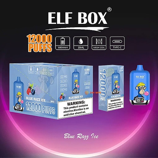 elf box digital 12000 puffs original genuine disposable vape type c charging port crystal 12k customizable. fast shipping