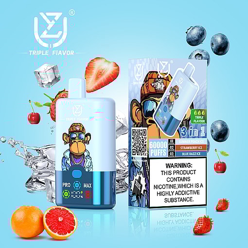 uzy 3in1 60000 puffs double three flavors switch original genuine 60k type c charging port led display customizable. fast shipping