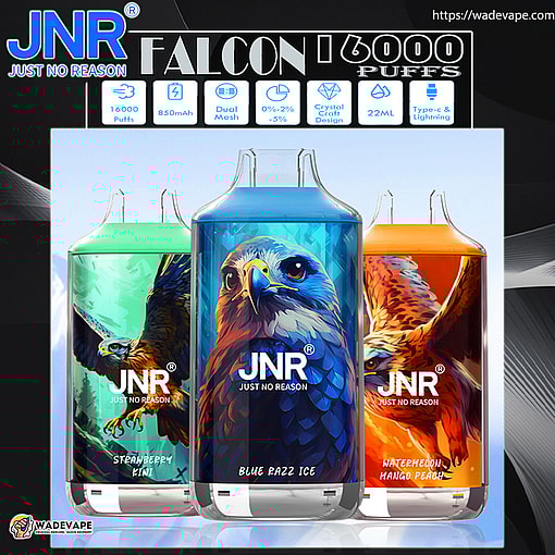 jnr falcon 16000 puffs original genuine disposable vape type c charging port crystal 16k customizable. fast shipping