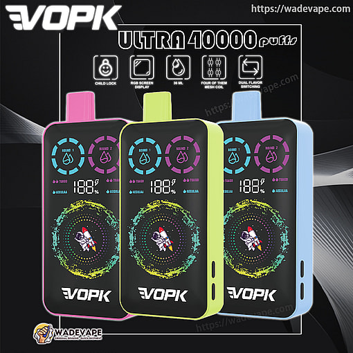 vopk ultra 40000 puffs double flavor switching original genuine 40k type c charging port led display customizable. fast shipping