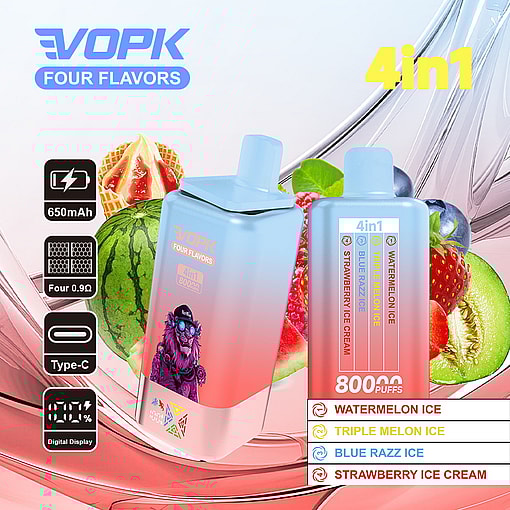 vopk 80000 puffs four flavors switch original genuine 4in1 80k type c charging port led display customizable. fast shipping