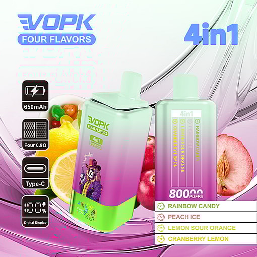 vopk 80000 puffs four flavors switch original genuine 4in1 80k type c charging port led display customizable. fast shipping