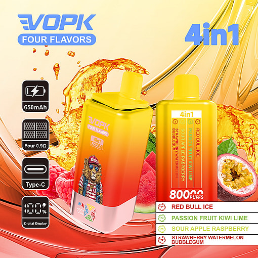 vopk 80000 puffs four flavors switch original genuine 4in1 80k type c charging port led display customizable. fast shipping