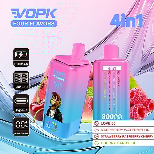 vopk 80000 puffs four flavors switch original genuine 4in1 80k type c charging port led display customizable. fast shipping