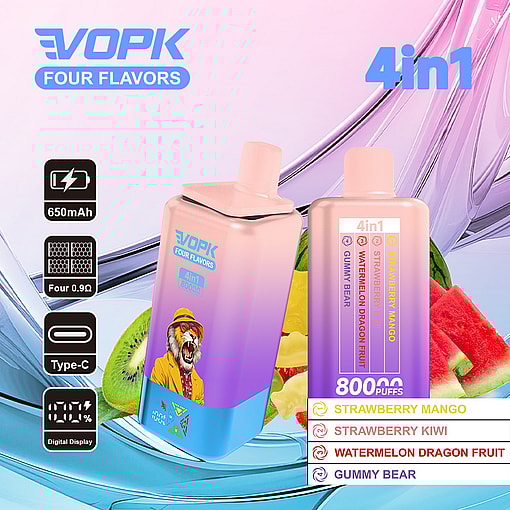 vopk 80000 puffs four flavors switch original genuine 4in1 80k type c charging port led display customizable. fast shipping
