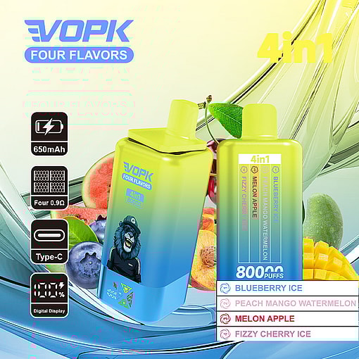 vopk 80000 puffs four flavors switch original genuine 4in1 80k type c charging port led display customizable. fast shipping