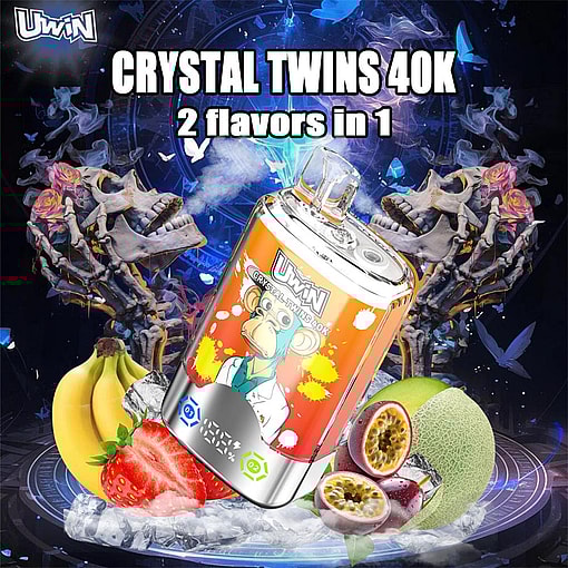 uwin crystal twins 40000 puffs dual flavor switching original genuine 40k type c charging port led display customizable. fast shipping