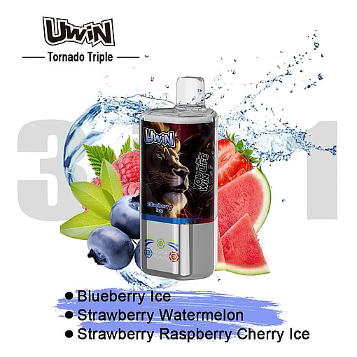 uwin tornado triple 60000 puffs three flavors switching 3in1 original genuine 60k type c charging port led display customizable. fast shipping