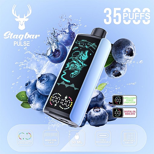 stag bar pulse 35000 puffs original stag bar 35k led display disposable electronic cigarettes eu warehouse 3 5 days delivery