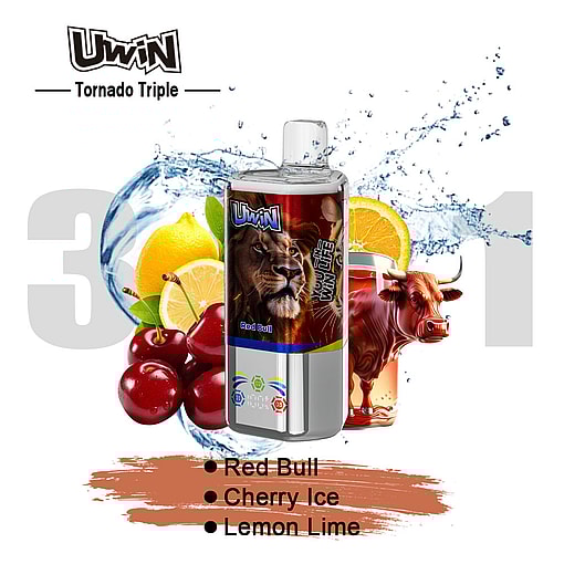 uwin tornado triple 60000 puffs three flavors switching 3in1 original genuine 60k type c charging port led display customizable. fast shipping