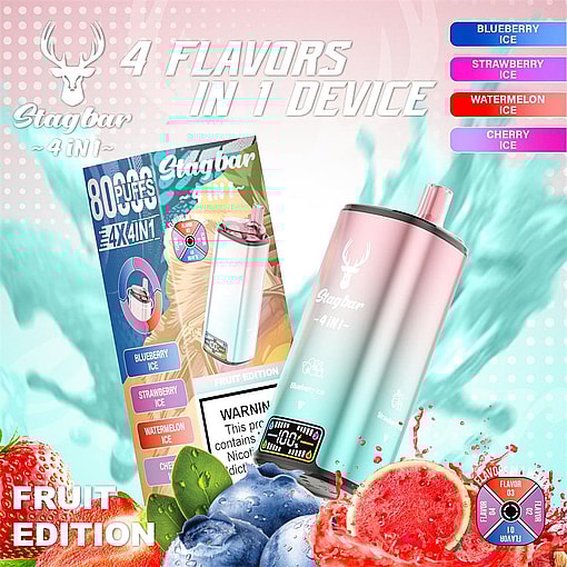 stag bar 4in1 80000 puffs original stag bar 80k four flavors to switch freely led display disposable electronic cigarettes eu warehouse 3 5 days delivery