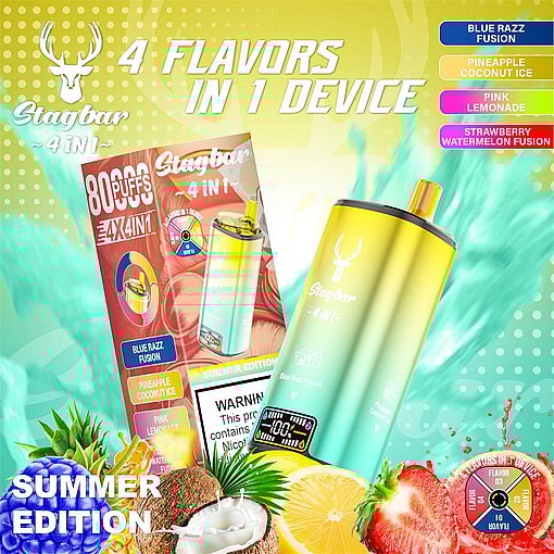 stag bar 4in1 80000 puffs original stag bar 80k four flavors to switch freely led display disposable electronic cigarettes eu warehouse 3 5 days delivery