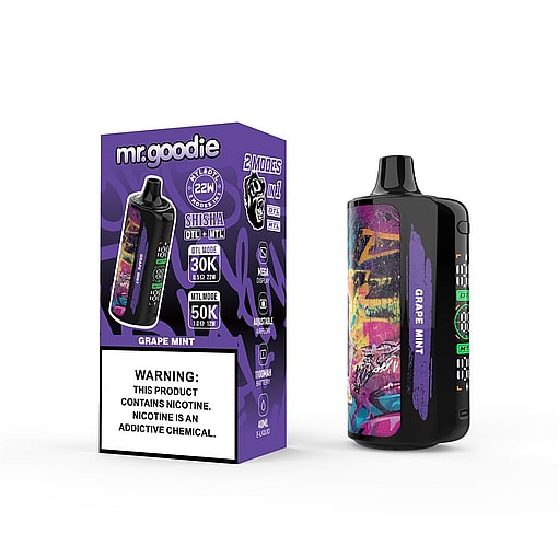 mr.goodie shisha 60000 puffs dtl & mtl dual mode switching 50k original genuine mr.goodie 50k customizable. fast shipping