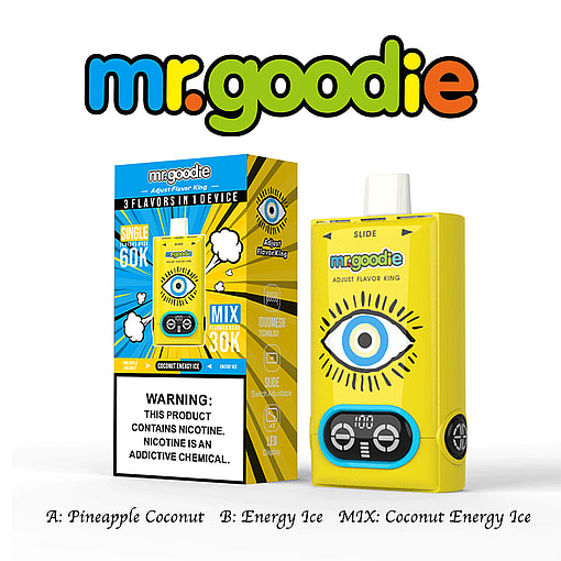 mr.goodie 60000 puffs adjust flavor king 60k 3 flavor switching original genuine mr.goodie 60k 3in1 customizable. fast shipping