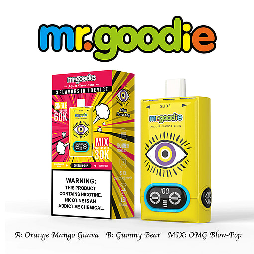 mr.goodie 60000 puffs adjust flavor king 60k 3 flavor switching original genuine mr.goodie 60k 3in1 customizable. fast shipping