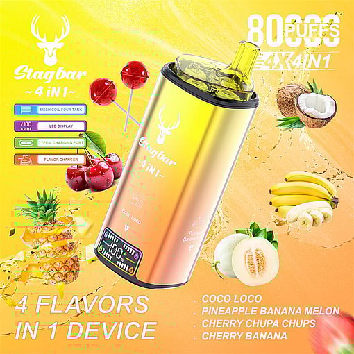 stag bar 4in1 80000 puffs original stag bar 80k four flavors to switch freely led display disposable electronic cigarettes eu warehouse 3 5 days delivery