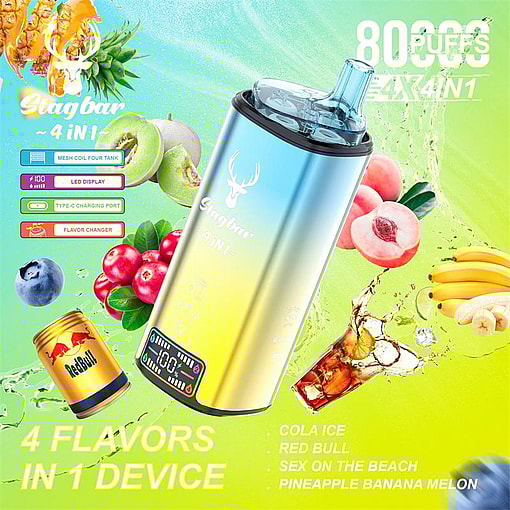 stag bar 4in1 80000 puffs original stag bar 80k four flavors to switch freely led display disposable electronic cigarettes eu warehouse 3 5 days delivery
