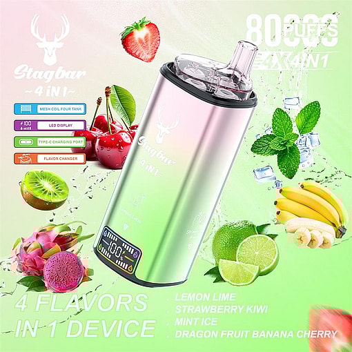 stag bar 4in1 80000 puffs original stag bar 80k four flavors to switch freely led display disposable electronic cigarettes eu warehouse 3 5 days delivery