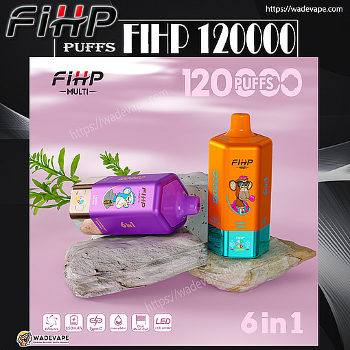 fihp multi 120000 puffs 6in1 flavors original genuine six flavors disposable vape type c charging port fihp 120k customizable fast shipping